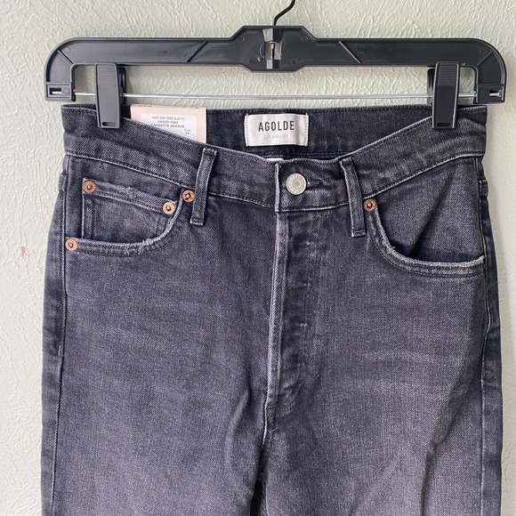 NWT Agolde Nico High Rise Slim Fit Jeans Black Cassette Womens Size 24 - Picture 4 of 11